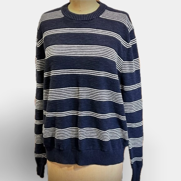 Lands' End Other - Lands End nautical maritime sweater cotton‎ linen blend navy blue white stripes